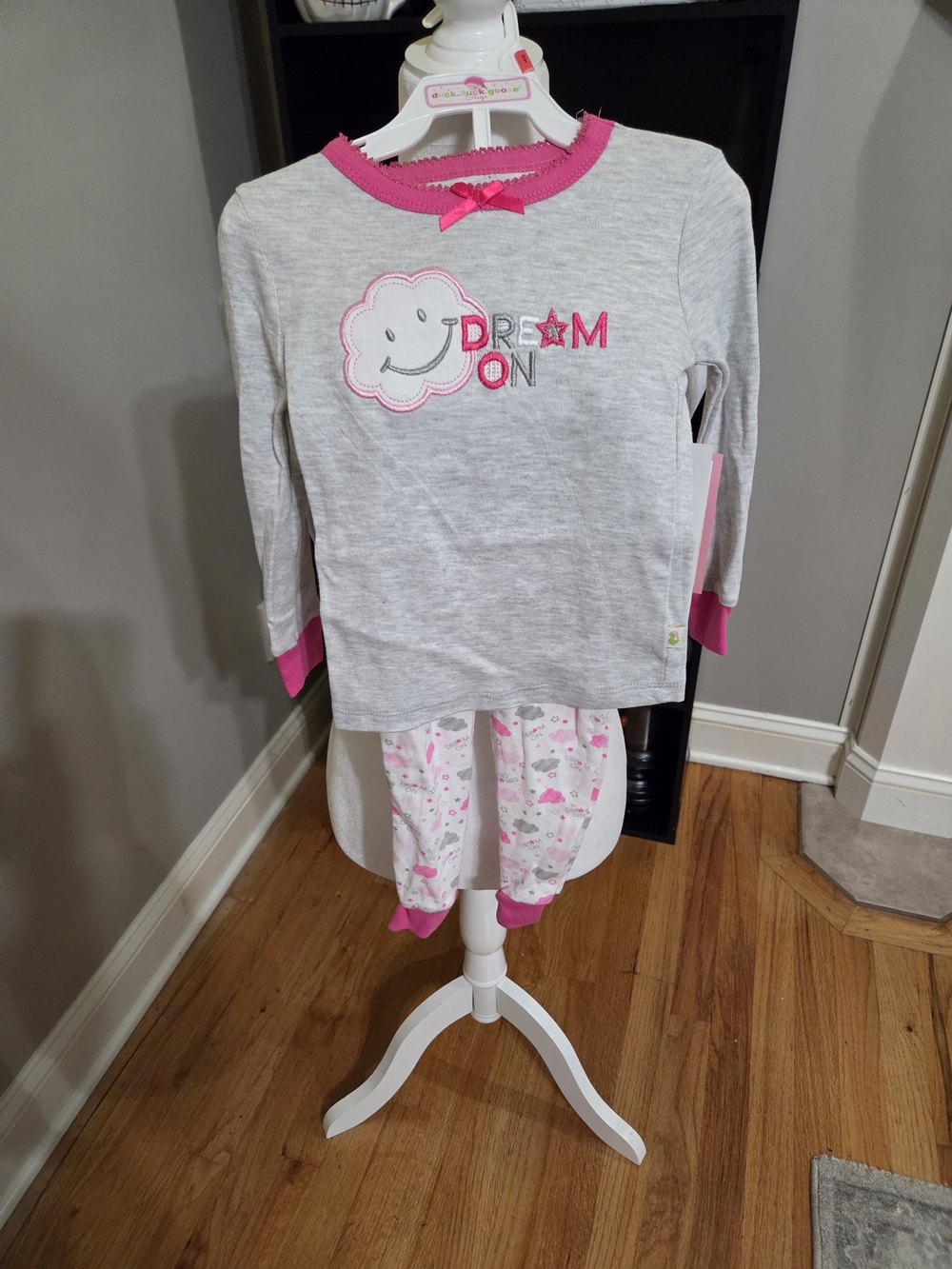 Dream On Pink Trim Girls' Pajama Set